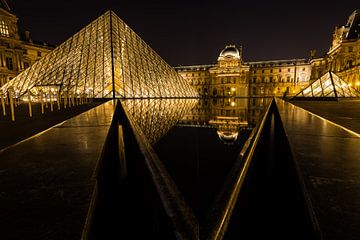 Reflectie van het Louvre in het water van Damien Franscoise