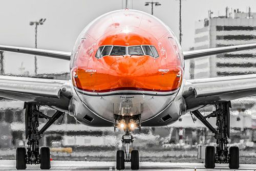 Klm boeing 777 orange pride livery head on shot