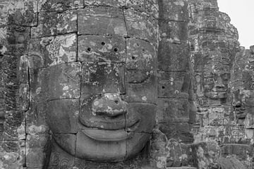 Gezichten van Angkor Thom Tempel, Cambodja van Jan Fritz
