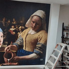 Customer photo: Girl with a Pearl Earring  -  the milkmaid - Johannes Vermeer by Lia Morcus, as wallpaper