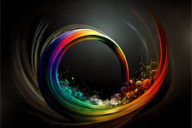 Bunte Regenbogenspirale mit schwarzem Hintergrund von Zeger Knops