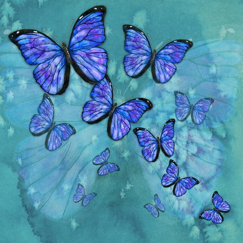 Droom van blauwe vlinders van Bianca Wisseloo