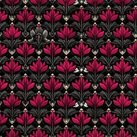 Gothic Pink Floral Muster | Tapete von Karina Brouwer