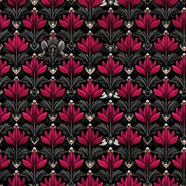 Gothic Pink Floral Muster | Tapete von Karina Brouwer