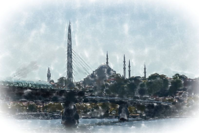 Galata Bridge in Istanbul by Frank Heinz