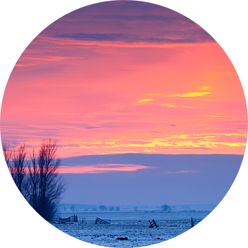 Winterlandschap bij zonsondergang van Frank Peters