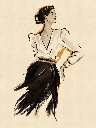 Fashionista – ‘Fashion illustration: Line drawing in black and yellow’ by MadameRuiz