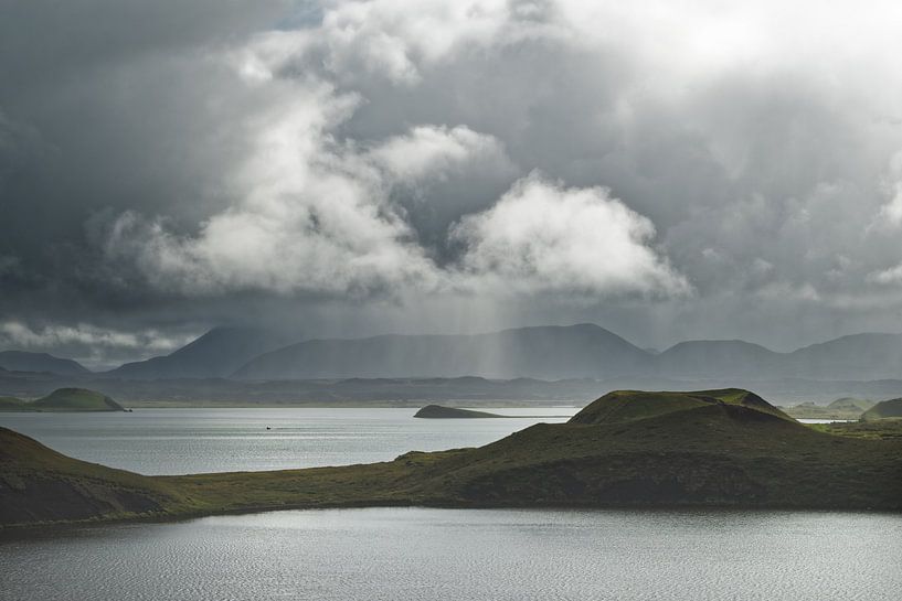 Iceland - sun and rain on Lake Myvatn by Ralf Lehmann