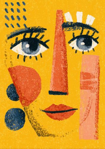 Retro face illustration pastel