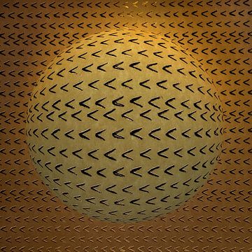 Symétrie géométrique. Boule ronde en vert olive. sur Alie Ekkelenkamp