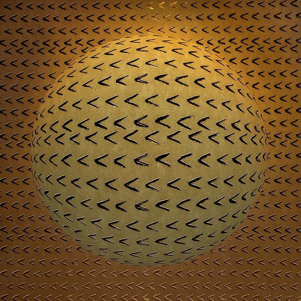 Geometrische Symmetrie. Runde Kugel in Olivgrün. von Alie Ekkelenkamp