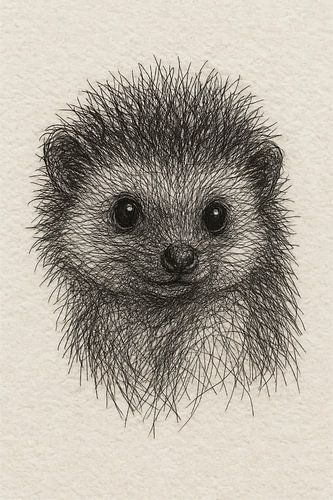 Draad portret baby egel (Speel lief diertje stekels papier herfst natuurlijke kleuren)