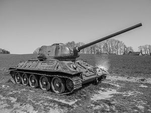 Russian T-34 Tank Black White Photography by Animaflora PicsStock