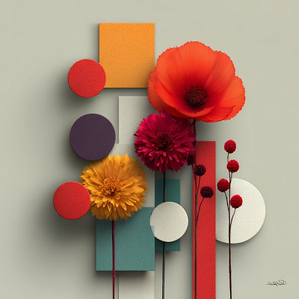 Abstract with flowers by Gelissen Artworks