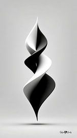 Monochrome Flow - Art abstrait en noir et blanc en mouvement sur Gelissen Artworks