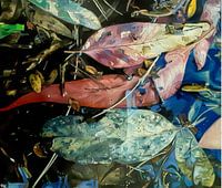 Green hue autum leaves