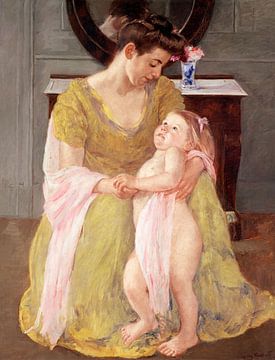 Moeder en kind met roze shawl door Mary Cassatt von Studio POPPY