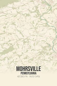 Carte ancienne de Mohrsville (Pennsylvanie), USA. sur Rezona