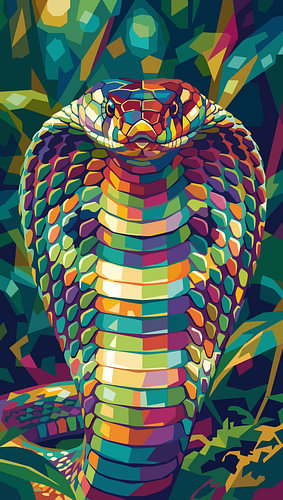 King Cobra – WPAP-Pop-Art-Illustration als Metallposter