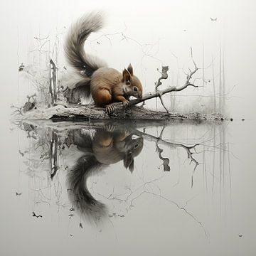 Minimalist Squirrel Adventure by Karina Brouwer
