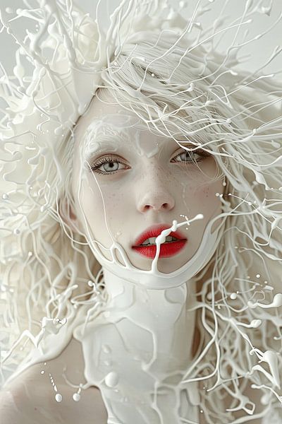 femme avec une coiffure dynamique au lait par Egon Zitter