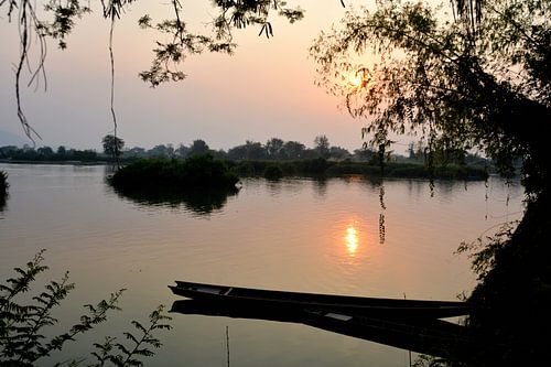 Gouden schemering op de Mekong