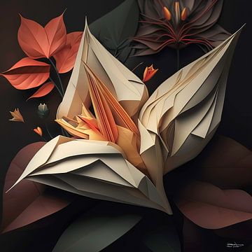 origami van een bloem van Gelissen Artworks