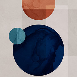 Hedendaagse minimalistische, geometrische, abstracte kunst, levendige tinten, kleurrijk van Online Arts