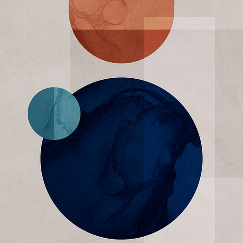 Contemporary minimalist geometric abstract art, vibrant shades, colourful