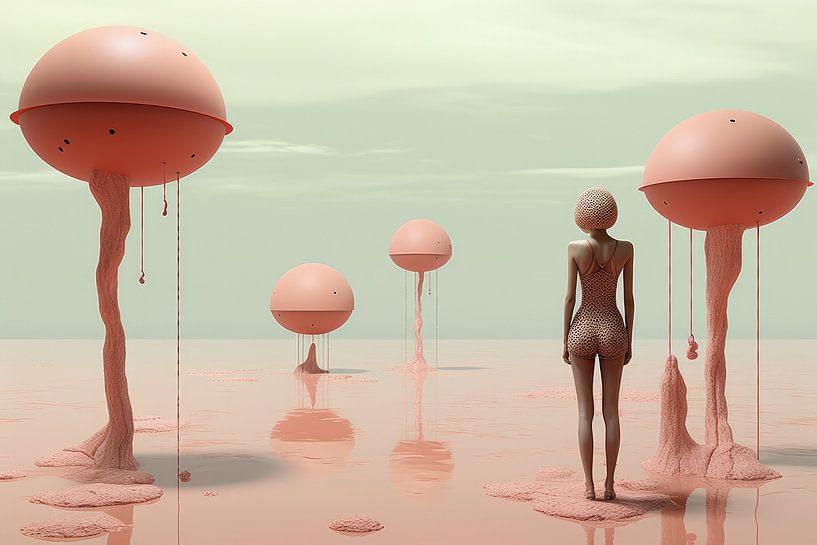 Digitally created Abstract minimalist and surreal bizarre landscape and inhabitants by Art Bizarre