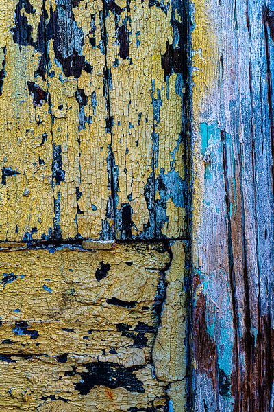 Oud, gekleurd hout (geel) van Flatfield