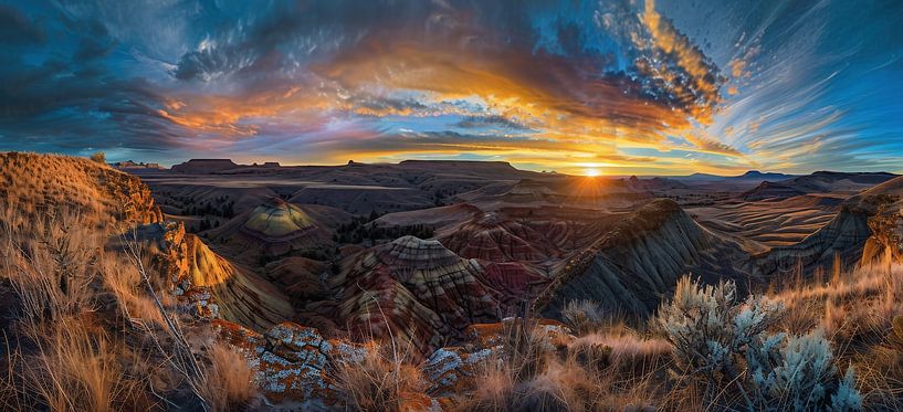 Gouden licht boven de woestijn van fernlichtsicht