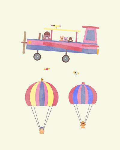 Knuffeldieren als luchtacrobaten