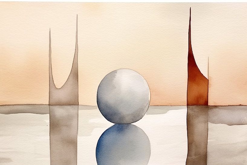 Taupe &amp; Beige Painting by ARTEO Paintings