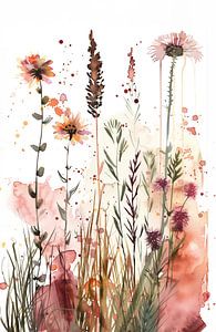 Aquarelle de fleurs sauvages sur Bianca ter Riet