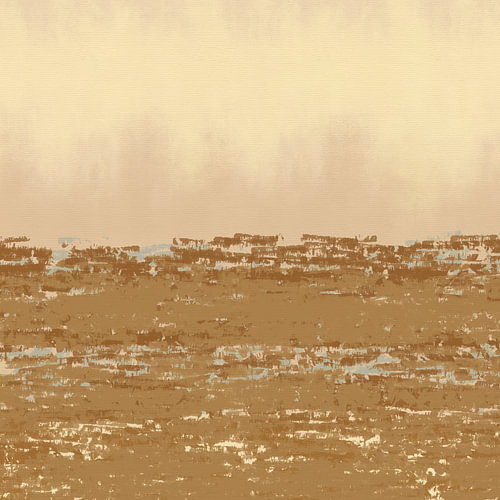 Abstrakte minimalistische Landschaft in Gelb, Ocker und Braun
