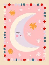 Boho Moon Kinderzimmer – Verspielte Illustration mit Himmelsmotiven von StudioRemier