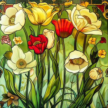 Blumen Jugendstil Wanddekoration