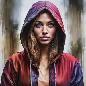 Stoere vrouw met hoody