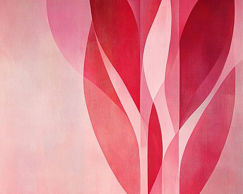 Rose Rouge | Abstraction dynamique rose et rouge