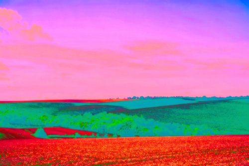 Kleurrijk zomerlandschap in eigentijdse kleuren