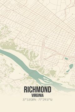 Alte Karte von Richmond (Virginia), USA. von Rezona