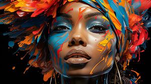 Portrait of an African woman with carnival mask and body painting by Animaflora PicsStock