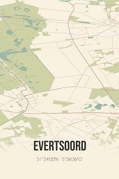 Vintage landkaart van Evertsoord (Limburg) van Rezona