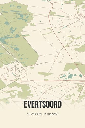 Vintage landkaart van Evertsoord (Limburg)