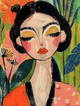 Colourful portrait, hip illustration by Carla Van Iersel