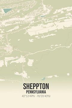 Vintage landkaart van Sheppton (Pennsylvania), USA. van Rezona