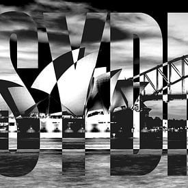 Sydney Opera House Harbour Bridge black white by Bass Artist