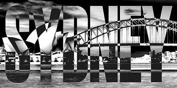 Sydney Opera House Harbour Bridge black white by Bass Artist