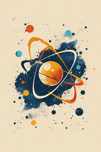 Abstract Atoom en Planeten in Kosmos